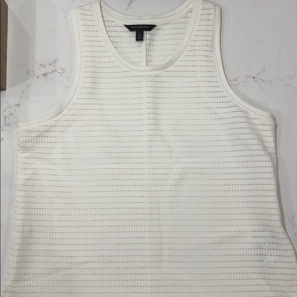 Banana Republic sleeveless top, cream/white